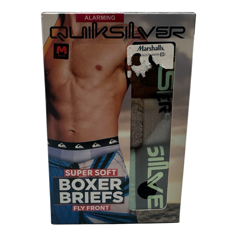 Quiksilver 3 Pack Super Soft Boxer‎ Briefs Fly Front Men's Size M 32-34 Multi